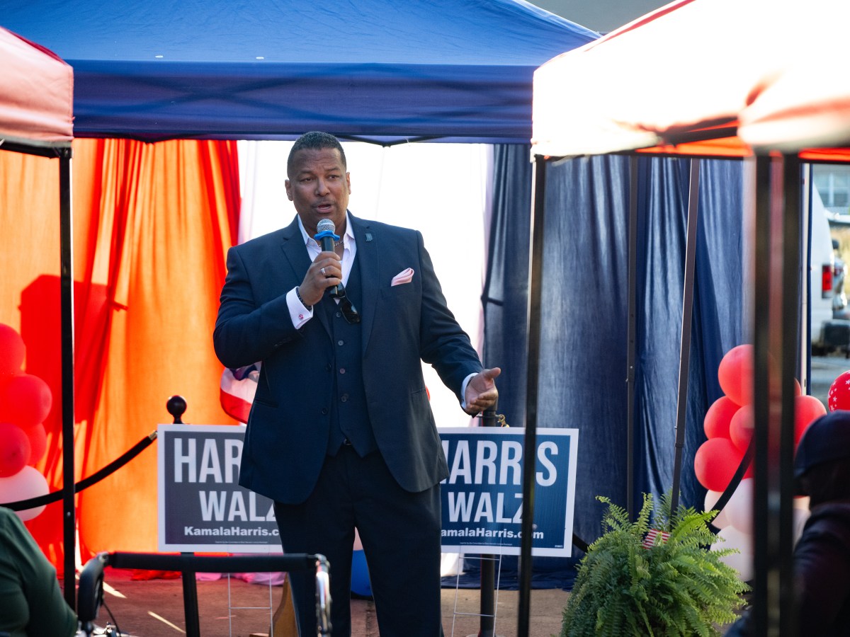 Indiana state Rep. Earl Harris Jr. is pictured making an address.